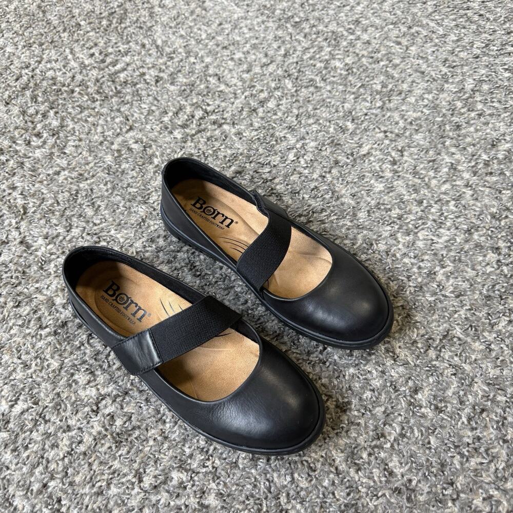 Born Aspen Leather Mary Jane Flats Shoe Women's Size US 7 M Black Preppy NEW - Picture 3 of 7